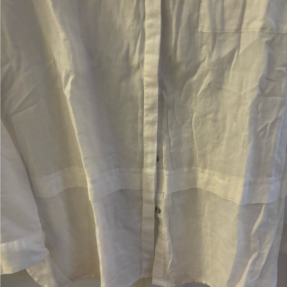 DKNY Jeans White Button Up Shirt with Sheer Sleeves Size M - Picture 4 of 5